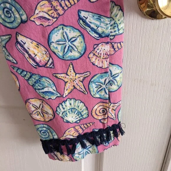 Simply Southern Seashells Pink Jeans with Fringe Sz M - Picture 5 of 8